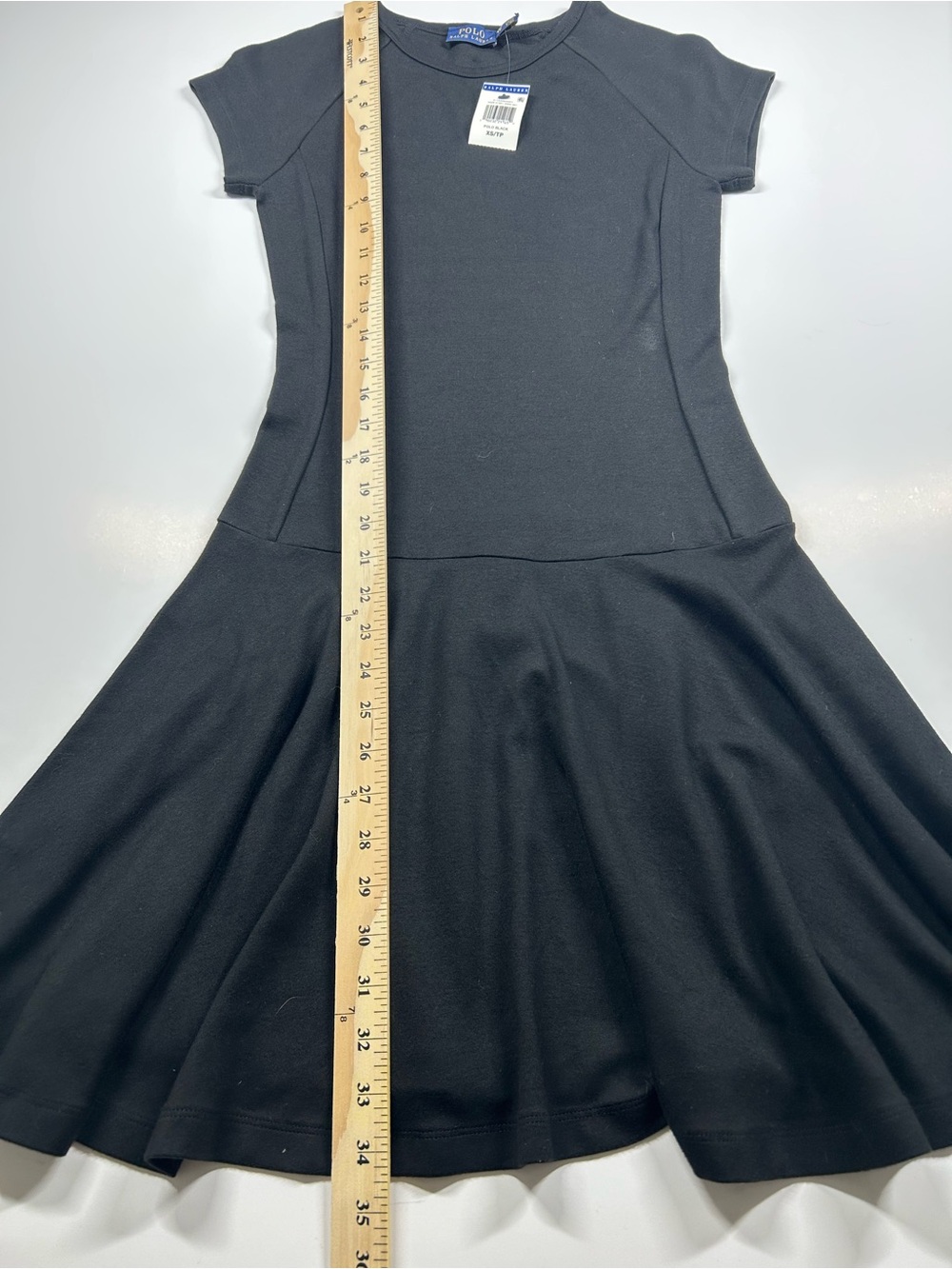 Polo Ralph Lauren Black Drop-Waist Fit & Flare Mini Dress XS/TP - Picture 6 of 6